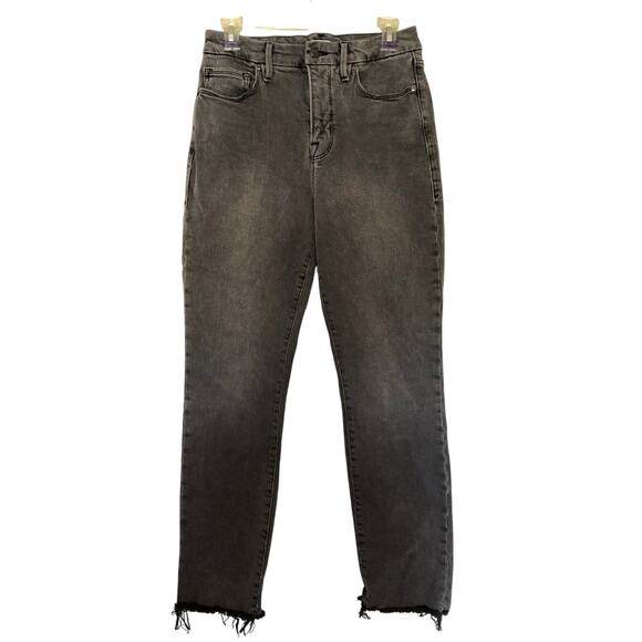 Good American Good Classic Raw Hem Jeans in Black 170, Size 6/28 - Picture 2 of 7